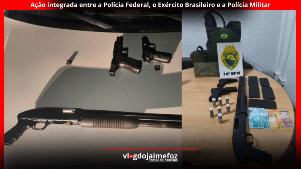 Ação policial termina com cinco presos e arma apreendida em Foz